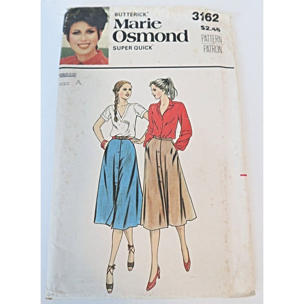 Butterick 3162 Sewing Pattern Marie Osmond Misses' Skirt Super Quick Uncut Size